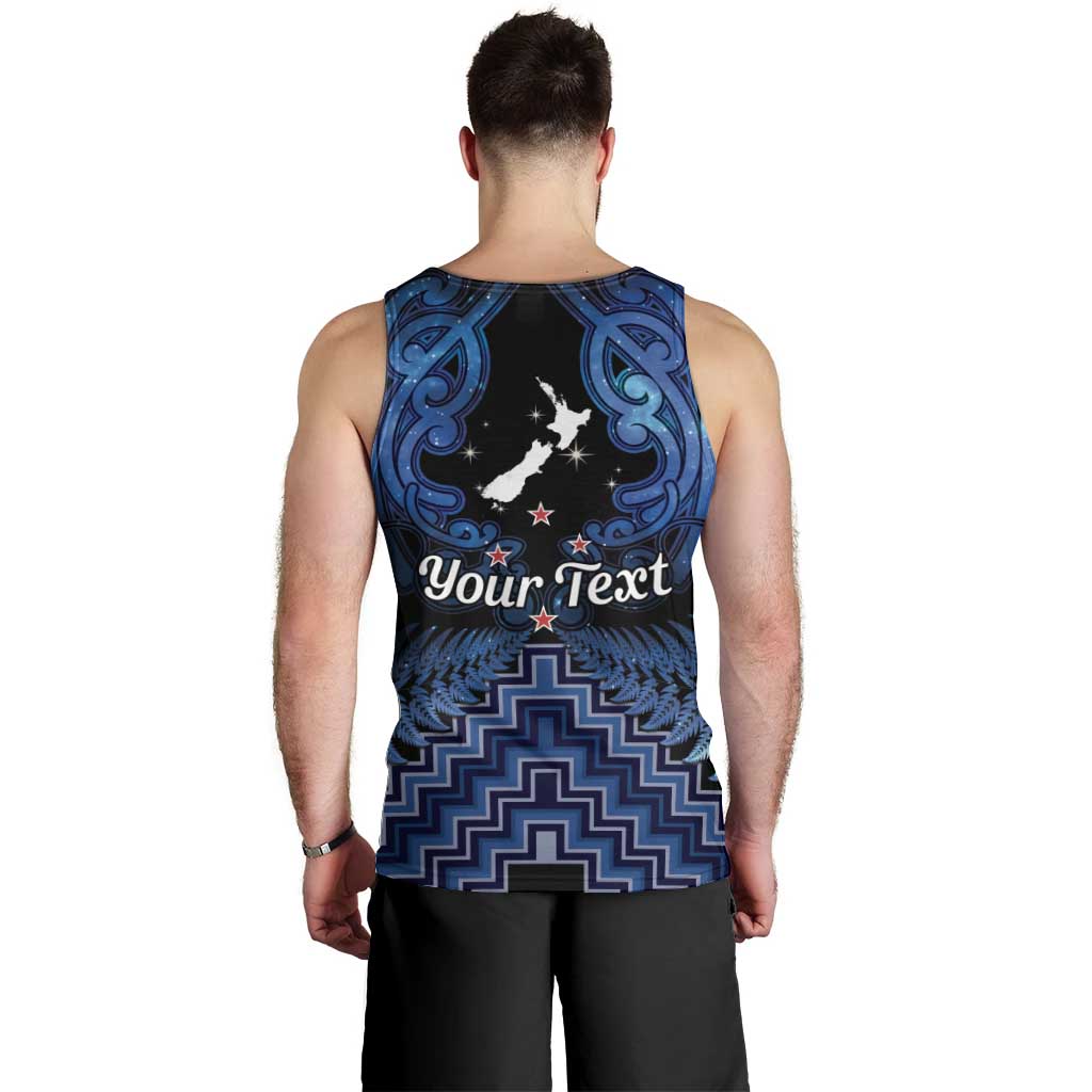 Personalised Aotearoa Matariki Men Tank Top Blue Fern Maori Poutama LT01 - Polynesian Pride