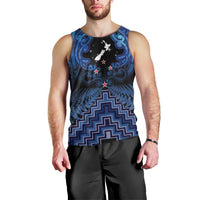 Personalised Aotearoa Matariki Men Tank Top Blue Fern Maori Poutama LT01 - Polynesian Pride