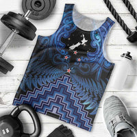 Personalised Aotearoa Matariki Men Tank Top Blue Fern Maori Poutama LT01 - Polynesian Pride