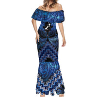 Personalised Aotearoa Matariki Mermaid Dress Blue Fern Maori Poutama