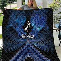 Personalised Aotearoa Matariki Quilt Blue Fern Maori Poutama