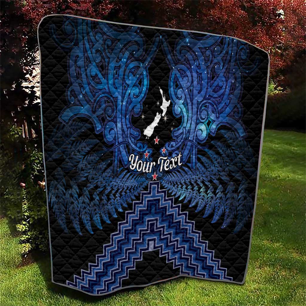 Personalised Aotearoa Matariki Quilt Blue Fern Maori Poutama