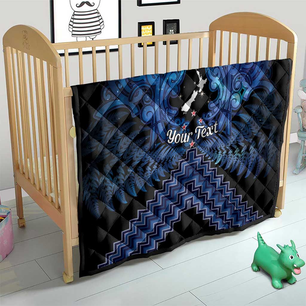 Personalised Aotearoa Matariki Quilt Blue Fern Maori Poutama