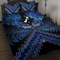 Personalised Aotearoa Matariki Quilt Bed Set Blue Fern Maori Poutama LT01 Blue - Polynesian Pride