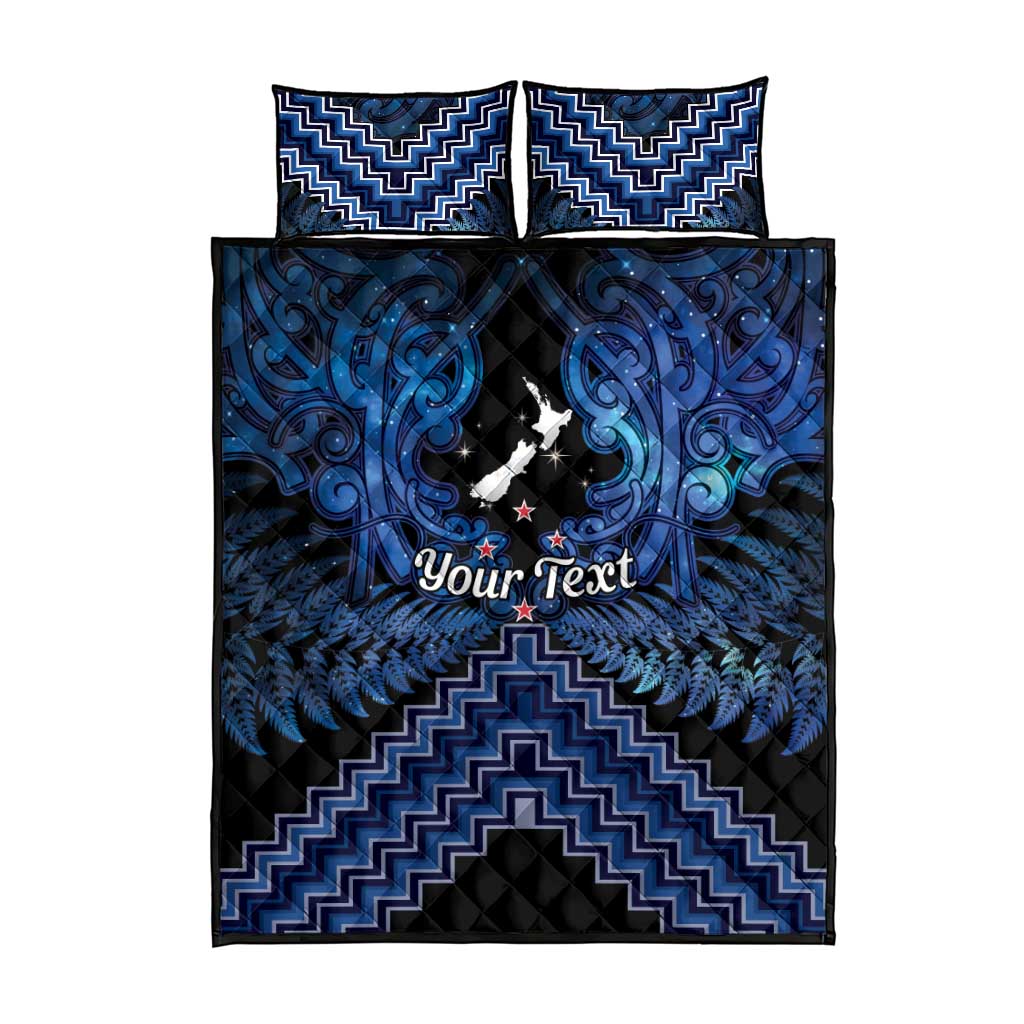 Personalised Aotearoa Matariki Quilt Bed Set Blue Fern Maori Poutama LT01 - Polynesian Pride