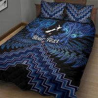 Personalised Aotearoa Matariki Quilt Bed Set Blue Fern Maori Poutama LT01 - Polynesian Pride