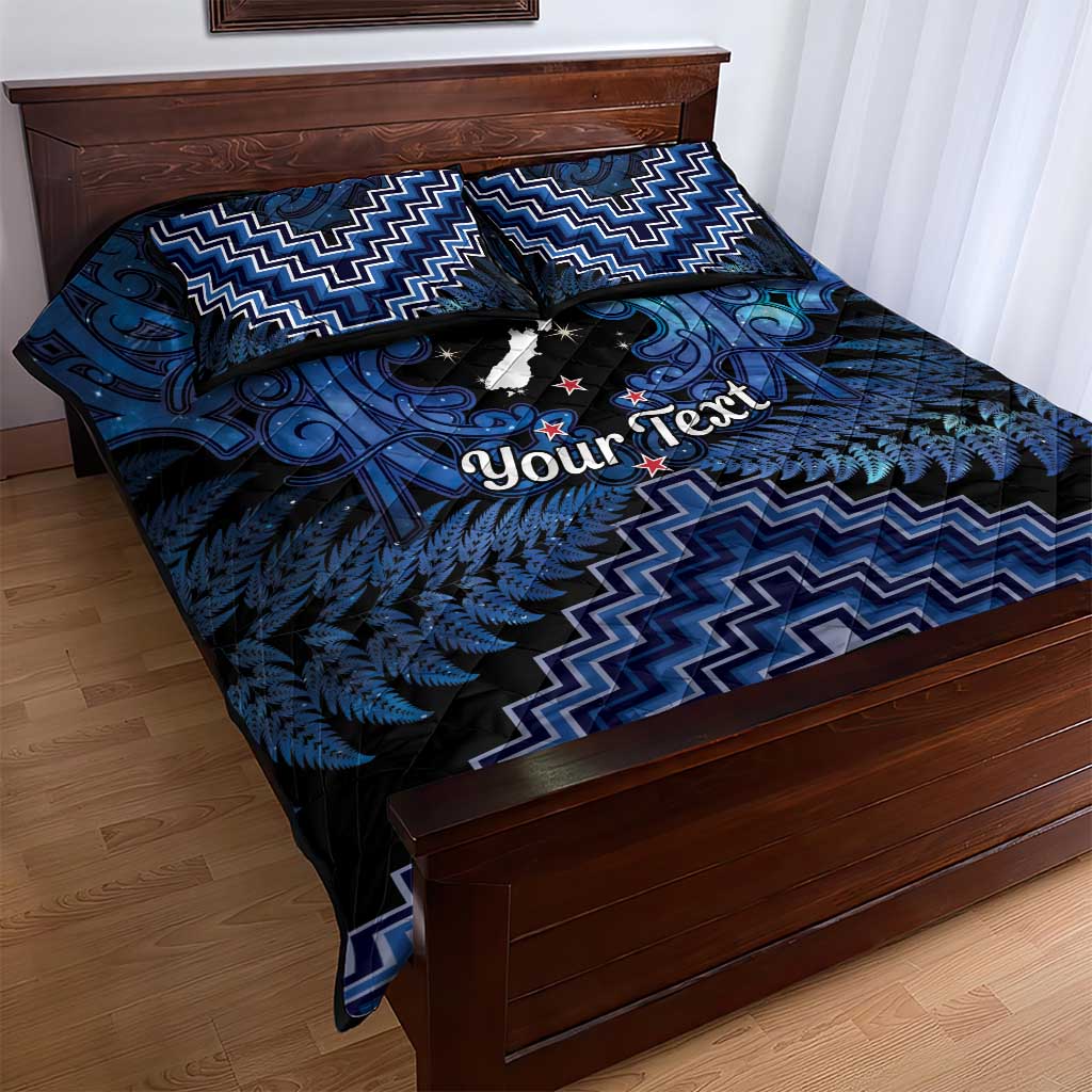 Personalised Aotearoa Matariki Quilt Bed Set Blue Fern Maori Poutama LT01 - Polynesian Pride