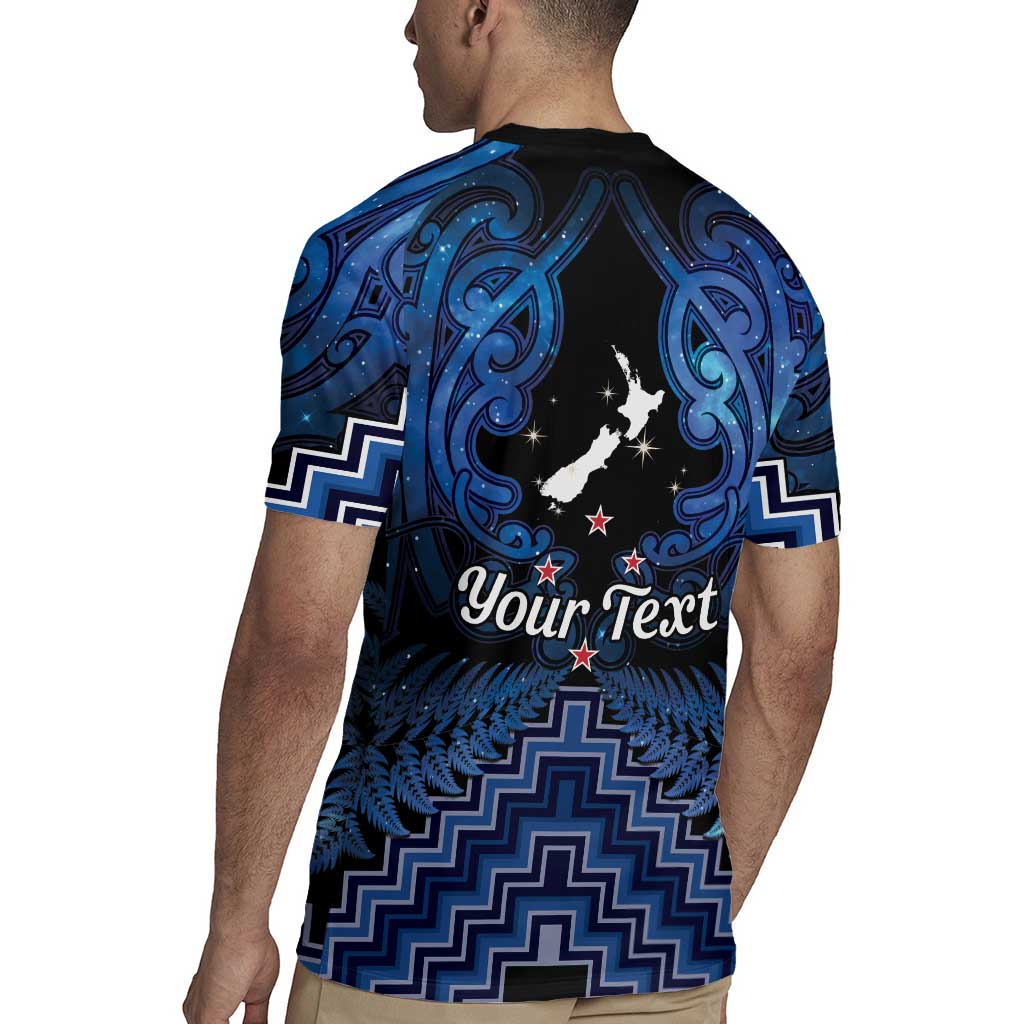 Personalised Aotearoa Matariki Rugby Jersey Blue Fern Maori Poutama