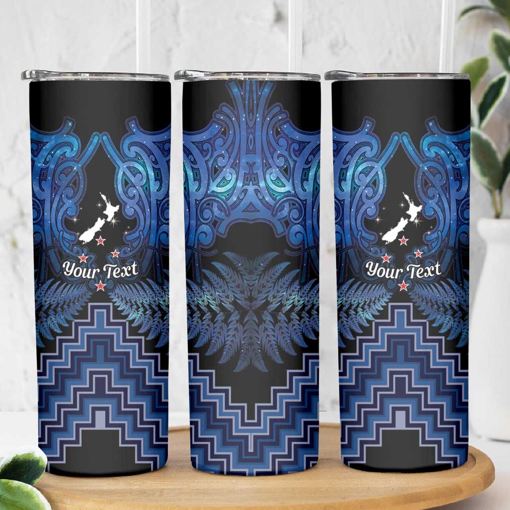 Personalised Aotearoa Matariki Skinny Tumbler Blue Fern Maori Poutama