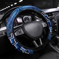 Aotearoa Matariki Steering Wheel Cover Blue Fern Maori Poutama LT01 Universal Fit Blue - Polynesian Pride