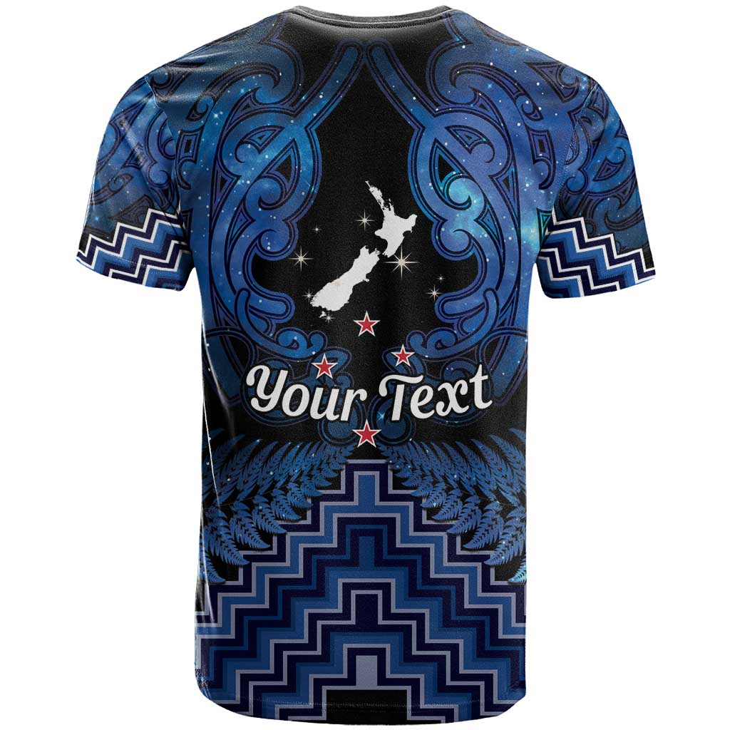 Personalised Aotearoa Matariki T Shirt Blue Fern Maori Poutama