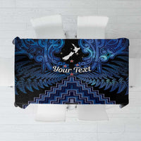 Personalised Aotearoa Matariki Tablecloth Blue Fern Maori Poutama LT01 Blue - Polynesian Pride
