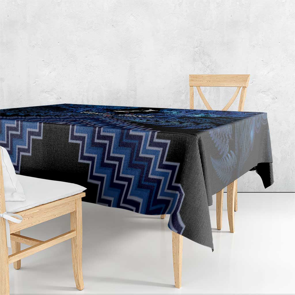 Personalised Aotearoa Matariki Tablecloth Blue Fern Maori Poutama LT01 - Polynesian Pride