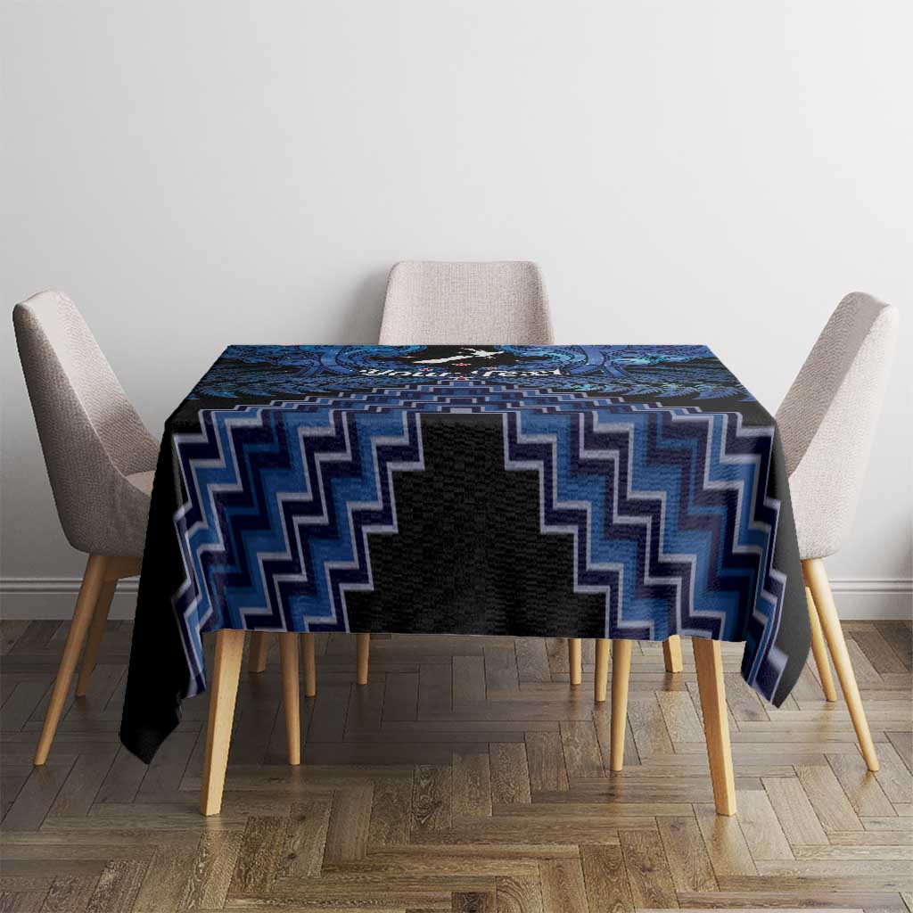 Personalised Aotearoa Matariki Tablecloth Blue Fern Maori Poutama LT01 - Polynesian Pride