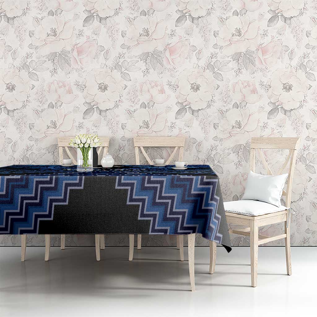 Personalised Aotearoa Matariki Tablecloth Blue Fern Maori Poutama LT01 - Polynesian Pride