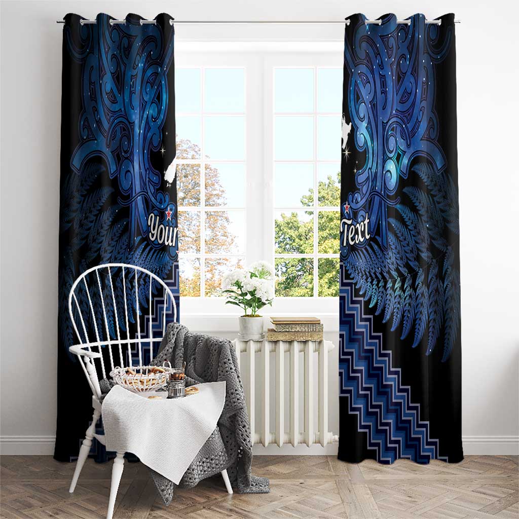 Personalised Aotearoa Matariki Window Curtain Blue Fern Maori Poutama LT01 - Polynesian Pride