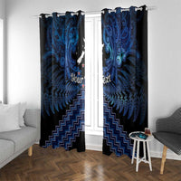 Personalised Aotearoa Matariki Window Curtain Blue Fern Maori Poutama LT01 With Grommets Blue - Polynesian Pride