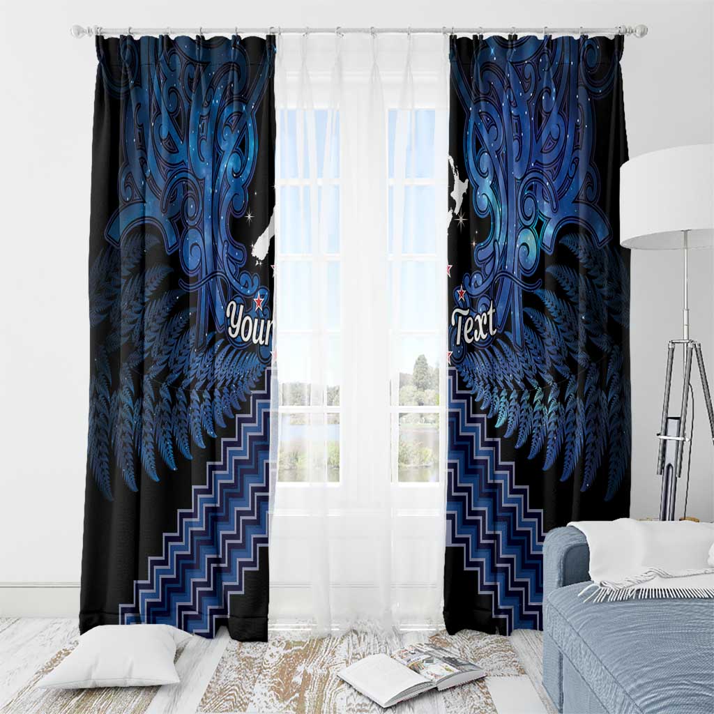 Personalised Aotearoa Matariki Window Curtain Blue Fern Maori Poutama LT01 - Polynesian Pride