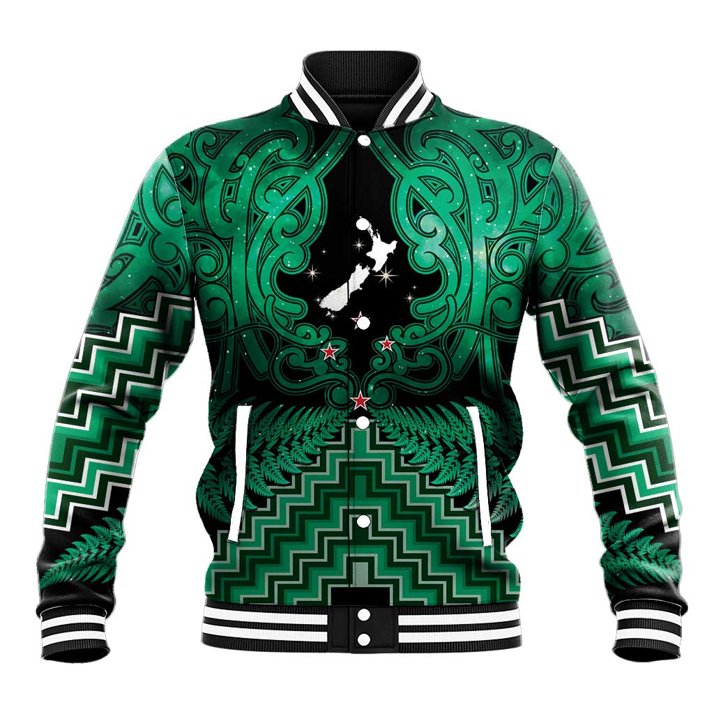 Personalised Aotearoa Matariki Baseball Jacket Green Fern Maori Poutama LT01 Unisex Green - Polynesian Pride