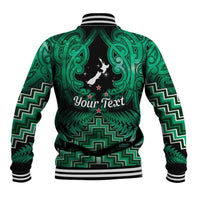 Personalised Aotearoa Matariki Baseball Jacket Green Fern Maori Poutama LT01 - Polynesian Pride