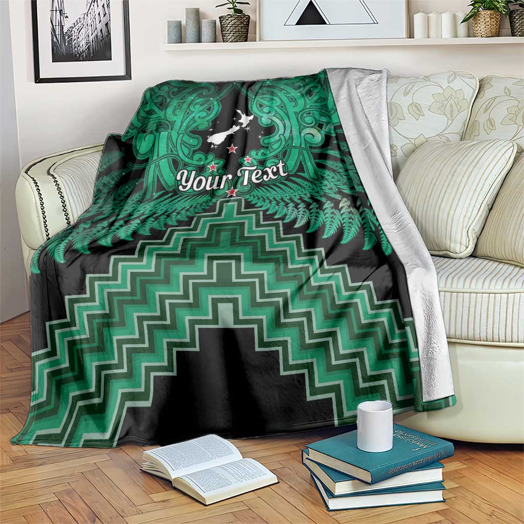 Personalised Aotearoa Matariki Blanket Green Fern Maori Poutama LT01 Green - Polynesian Pride