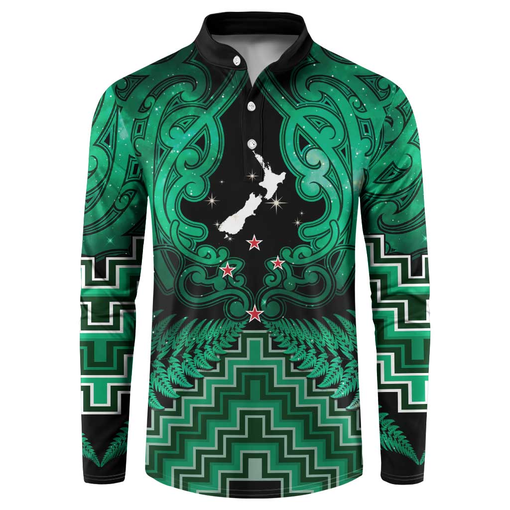 Personalised Aotearoa Matariki Button Sweatshirt Green Fern Maori Poutama LT01 Green - Polynesian Pride