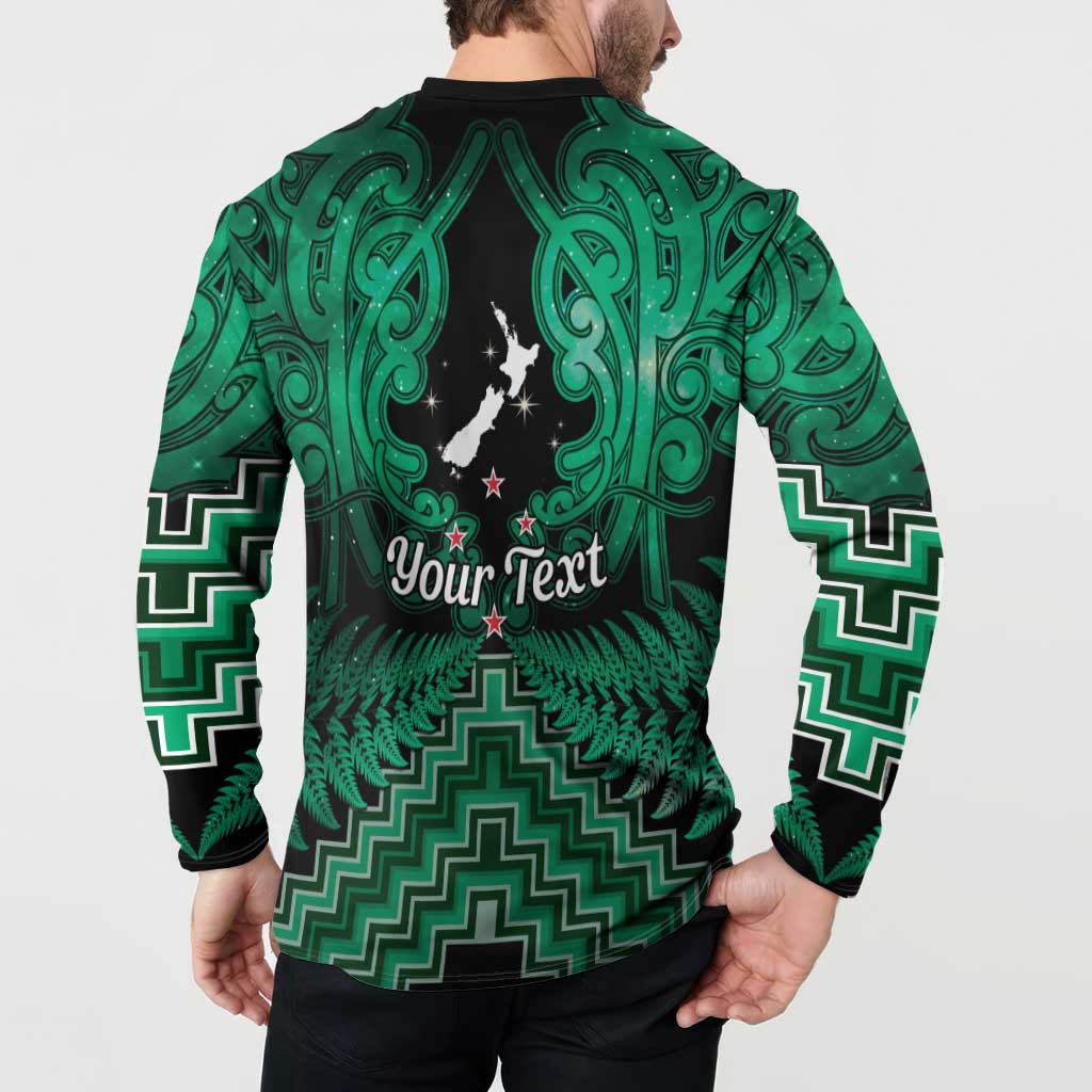 Personalised Aotearoa Matariki Button Sweatshirt Green Fern Maori Poutama LT01 - Polynesian Pride