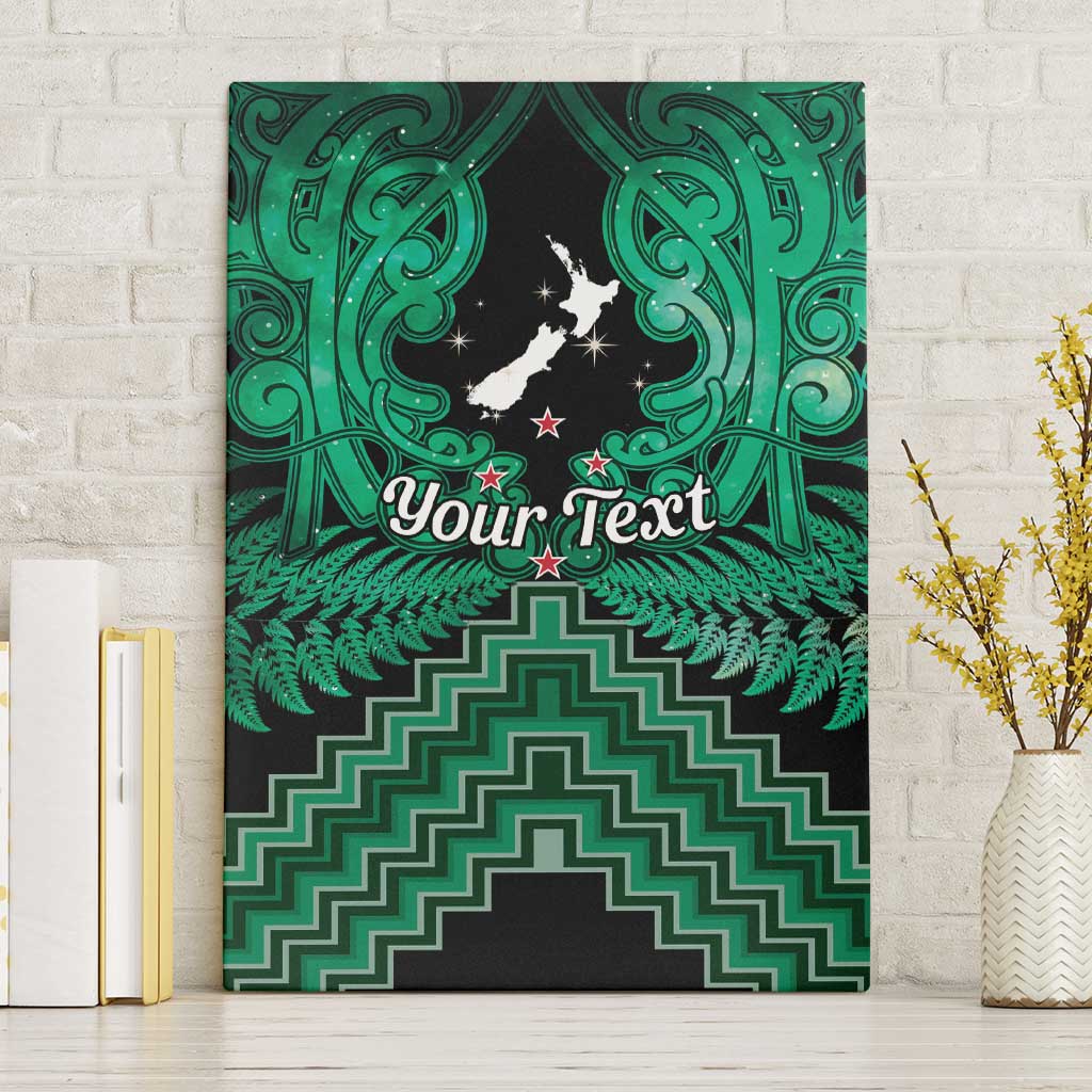 Personalised Aotearoa Matariki Canvas Wall Art Green Fern Maori Poutama LT01 Without Frame Green - Polynesian Pride