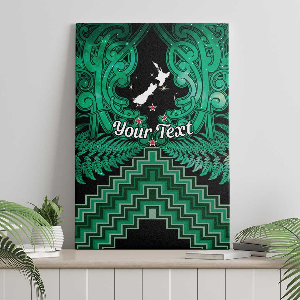 Personalised Aotearoa Matariki Canvas Wall Art Green Fern Maori Poutama LT01 - Polynesian Pride