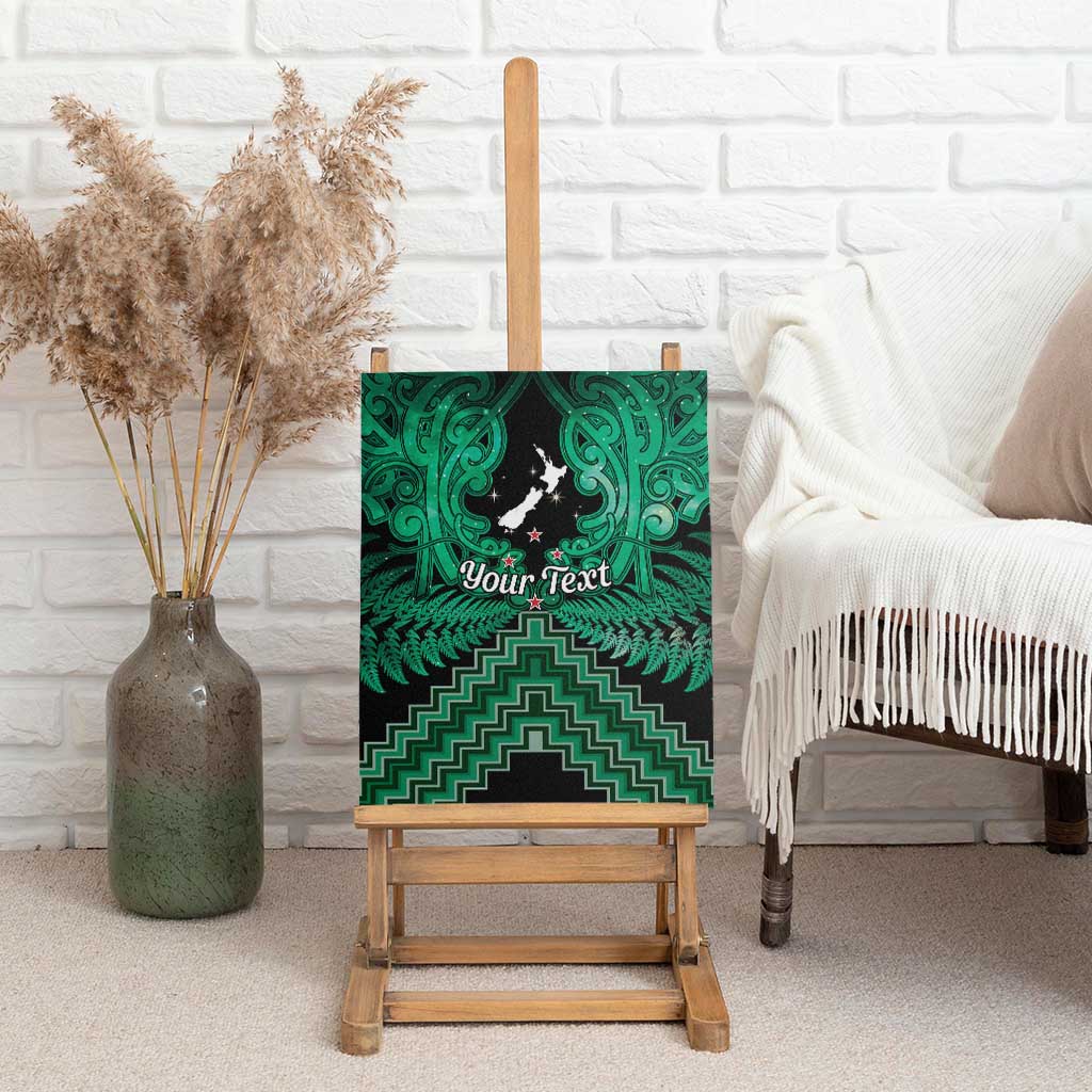 Personalised Aotearoa Matariki Canvas Wall Art Green Fern Maori Poutama LT01 - Polynesian Pride
