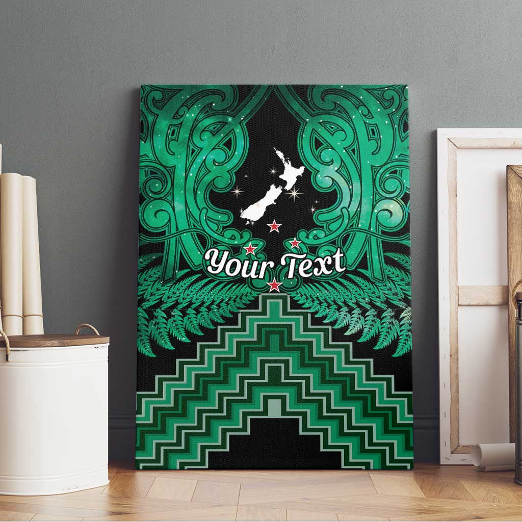 Personalised Aotearoa Matariki Canvas Wall Art Green Fern Maori Poutama LT01 - Polynesian Pride