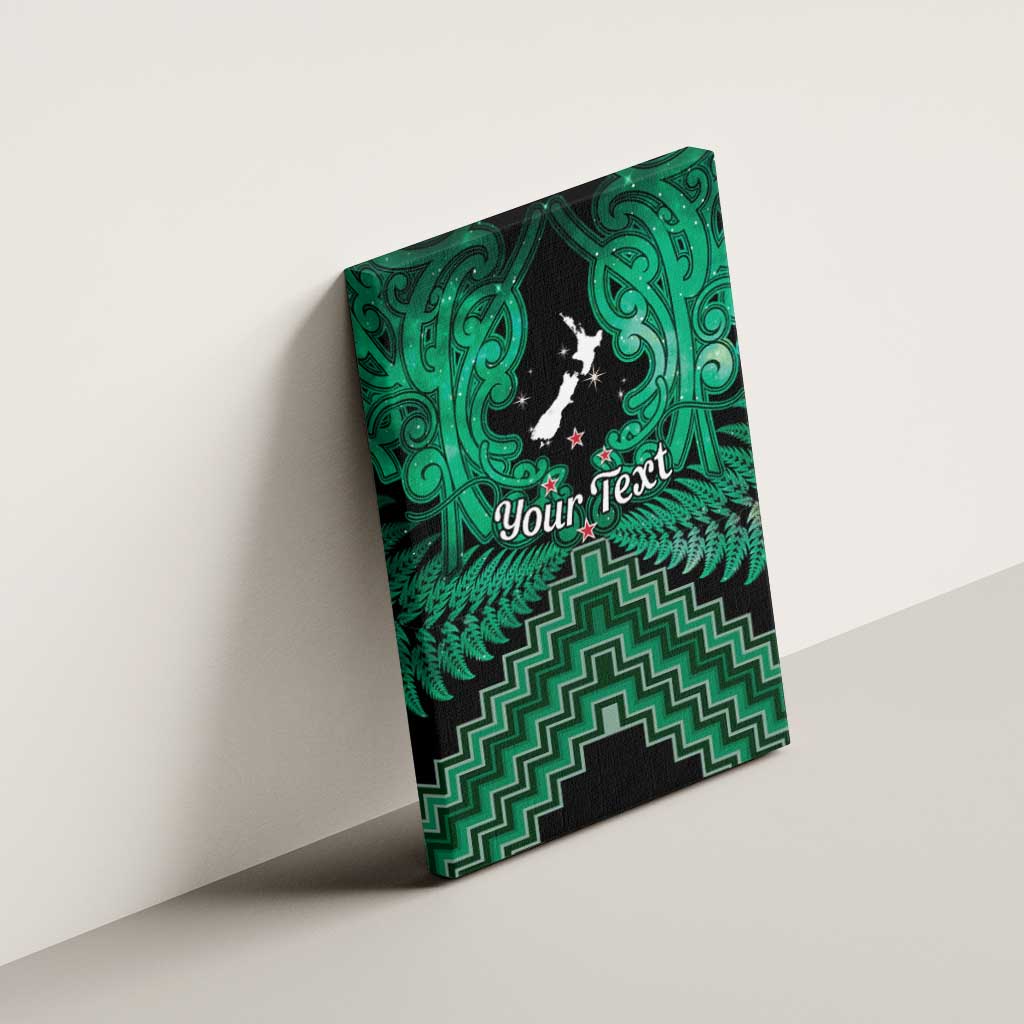 Personalised Aotearoa Matariki Canvas Wall Art Green Fern Maori Poutama LT01 - Polynesian Pride