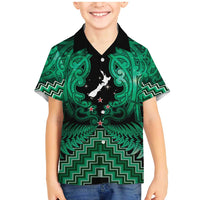 Personalised Aotearoa Matariki Family Matching Mermaid Dress and Hawaiian Shirt Green Fern Maori Poutama