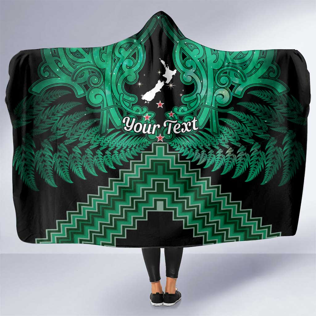 Personalised Aotearoa Matariki Hooded Blanket Green Fern Maori Poutama LT01 One Size Green - Polynesian Pride