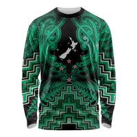 Personalised Aotearoa Matariki Long Sleeve Shirt Green Fern Maori Poutama LT01 Unisex Green - Polynesian Pride