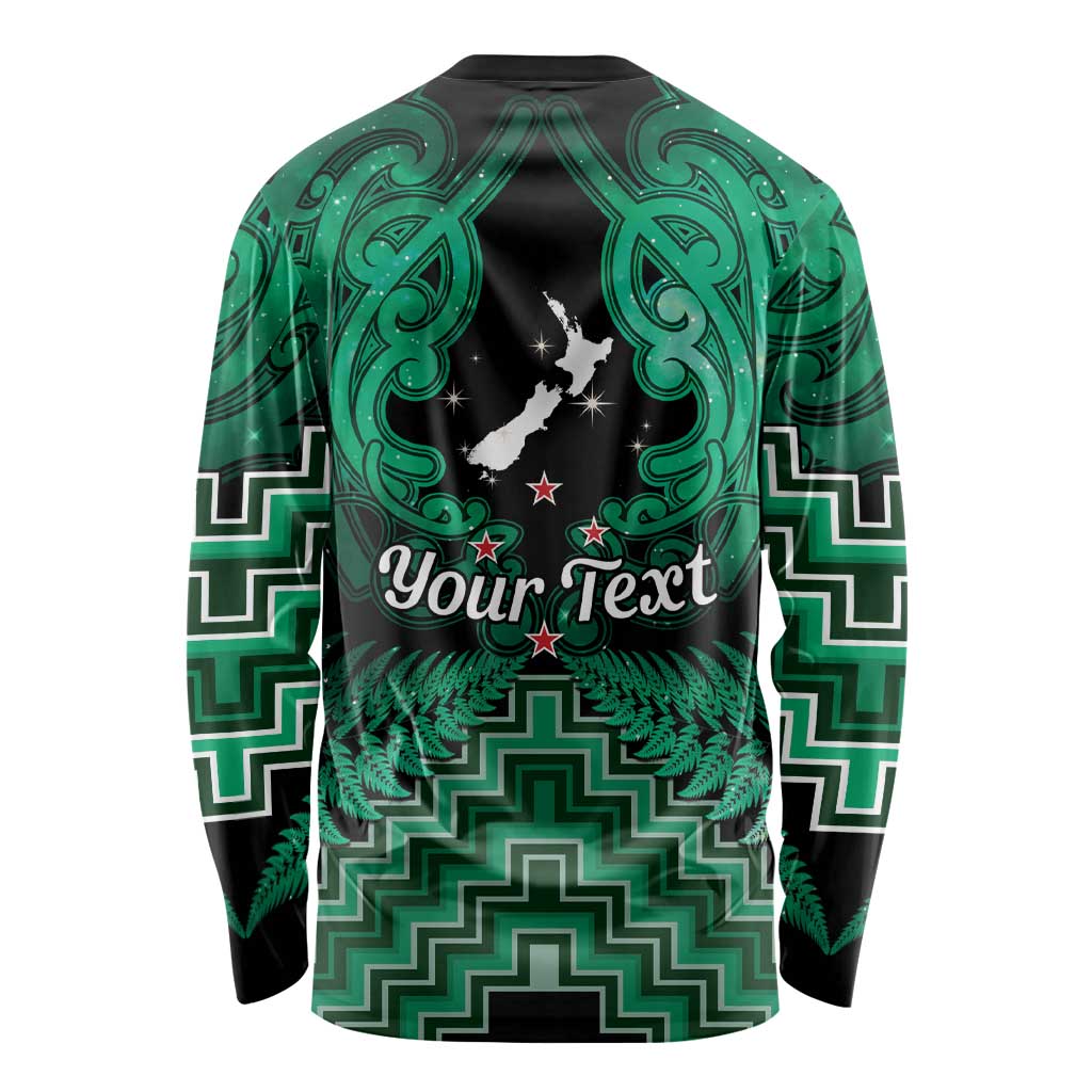 Personalised Aotearoa Matariki Long Sleeve Shirt Green Fern Maori Poutama LT01 - Polynesian Pride