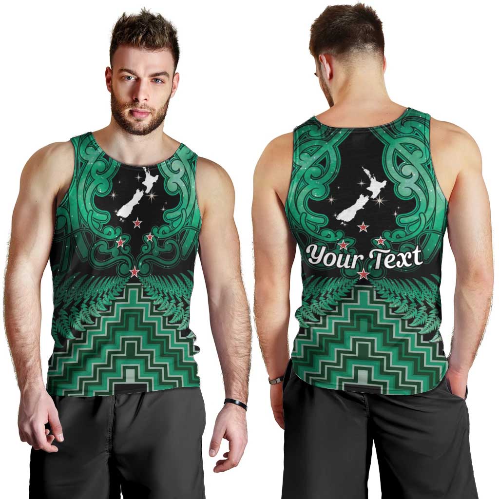 Personalised Aotearoa Matariki Men Tank Top Green Fern Maori Poutama LT01 - Polynesian Pride