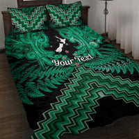 Personalised Aotearoa Matariki Quilt Bed Set Green Fern Maori Poutama LT01 Green - Polynesian Pride