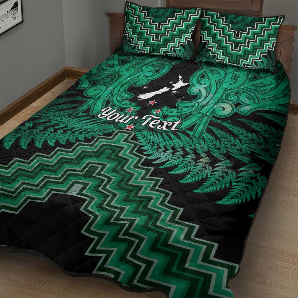 Personalised Aotearoa Matariki Quilt Bed Set Green Fern Maori Poutama LT01 - Polynesian Pride