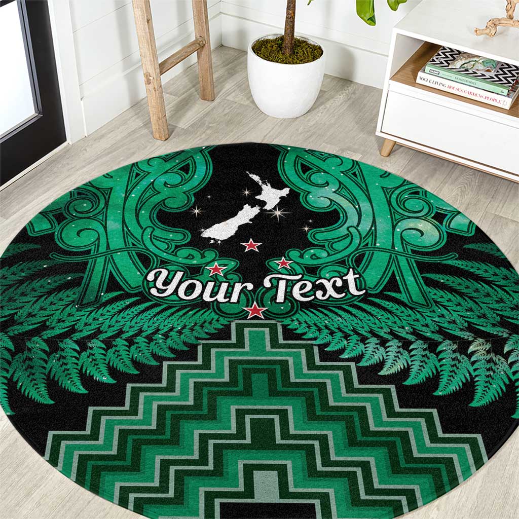 Personalised Aotearoa Matariki Round Carpet Green Fern Maori Poutama