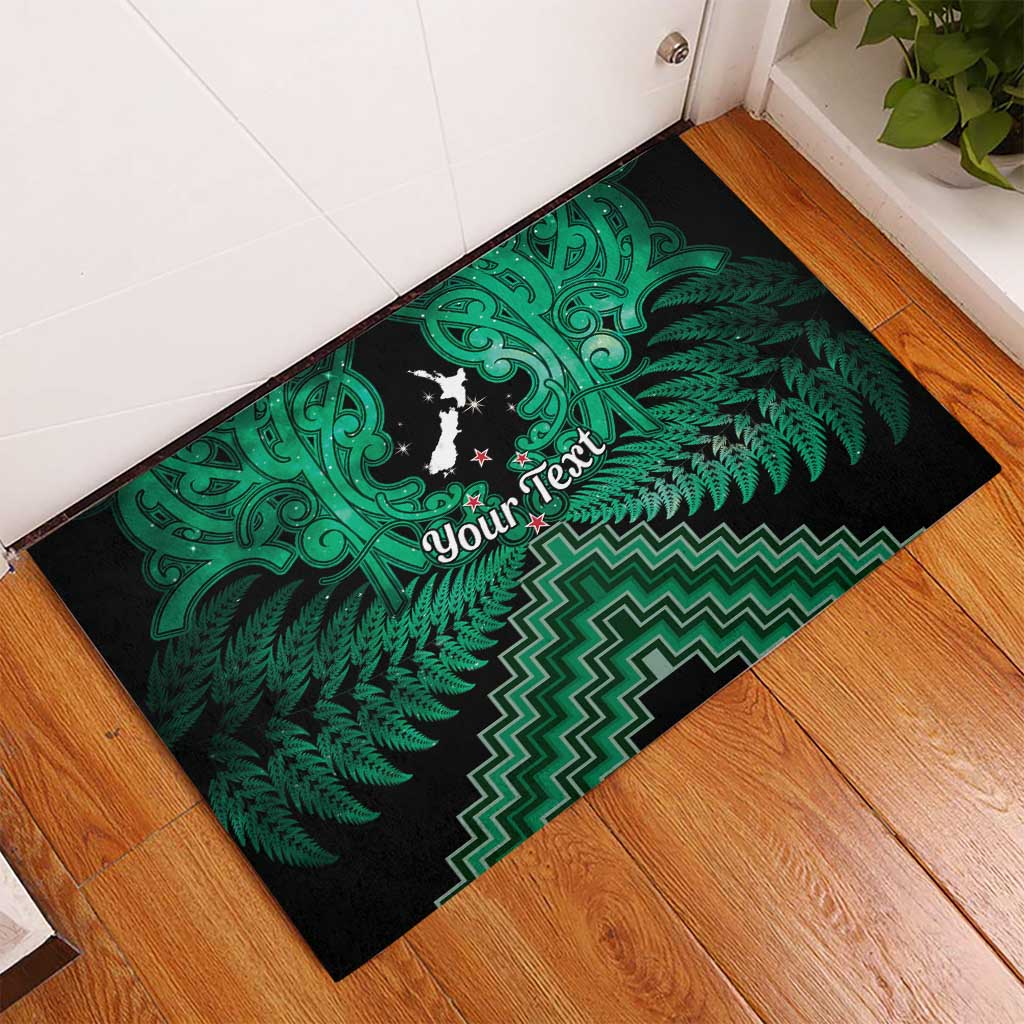 Personalised Aotearoa Matariki Rubber Doormat Green Fern Maori Poutama LT01 - Polynesian Pride