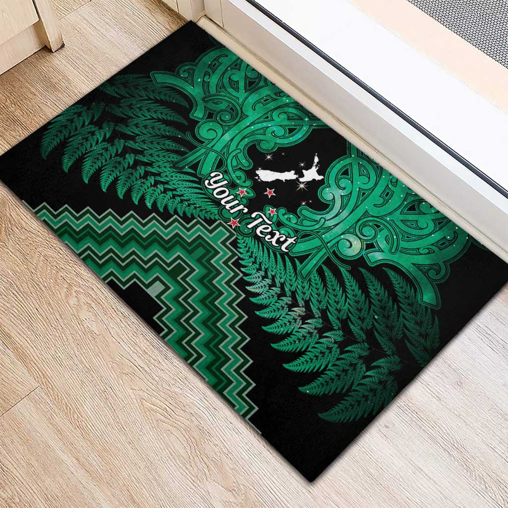 Personalised Aotearoa Matariki Rubber Doormat Green Fern Maori Poutama LT01 - Polynesian Pride
