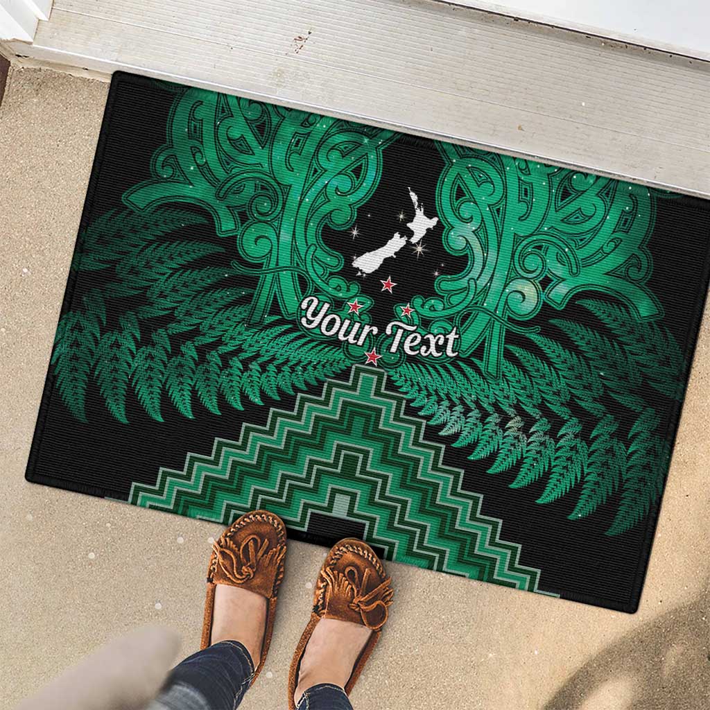 Personalised Aotearoa Matariki Rubber Doormat Green Fern Maori Poutama LT01 - Polynesian Pride
