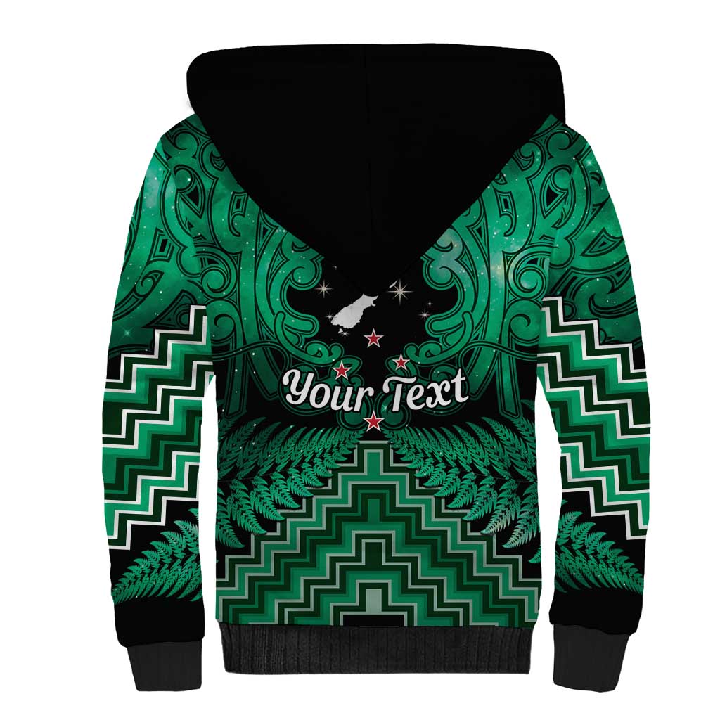 Personalised Aotearoa Matariki Sherpa Hoodie Green Fern Maori Poutama LT01 - Polynesian Pride