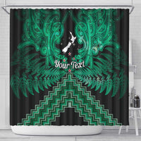 Personalised Aotearoa Matariki Shower Curtain Green Fern Maori Poutama