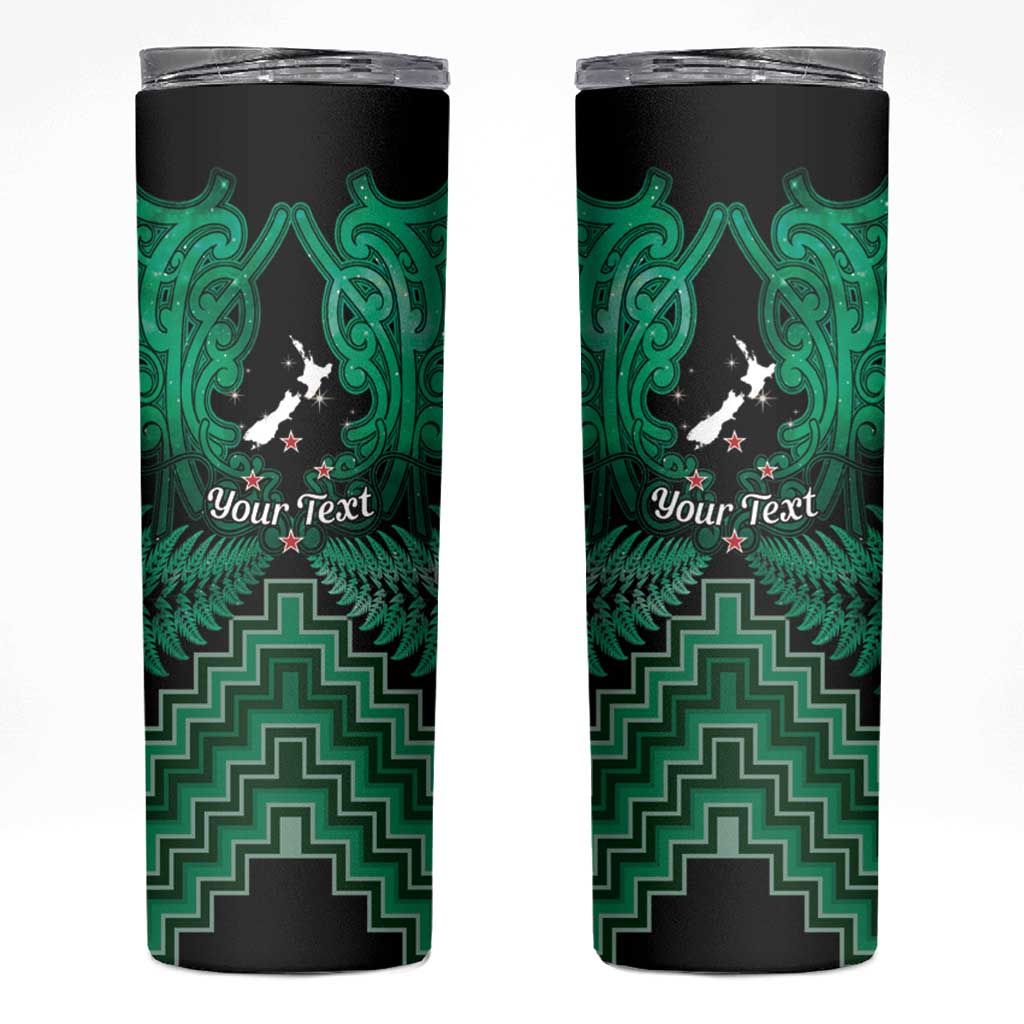Personalised Aotearoa Matariki Skinny Tumbler Green Fern Maori Poutama