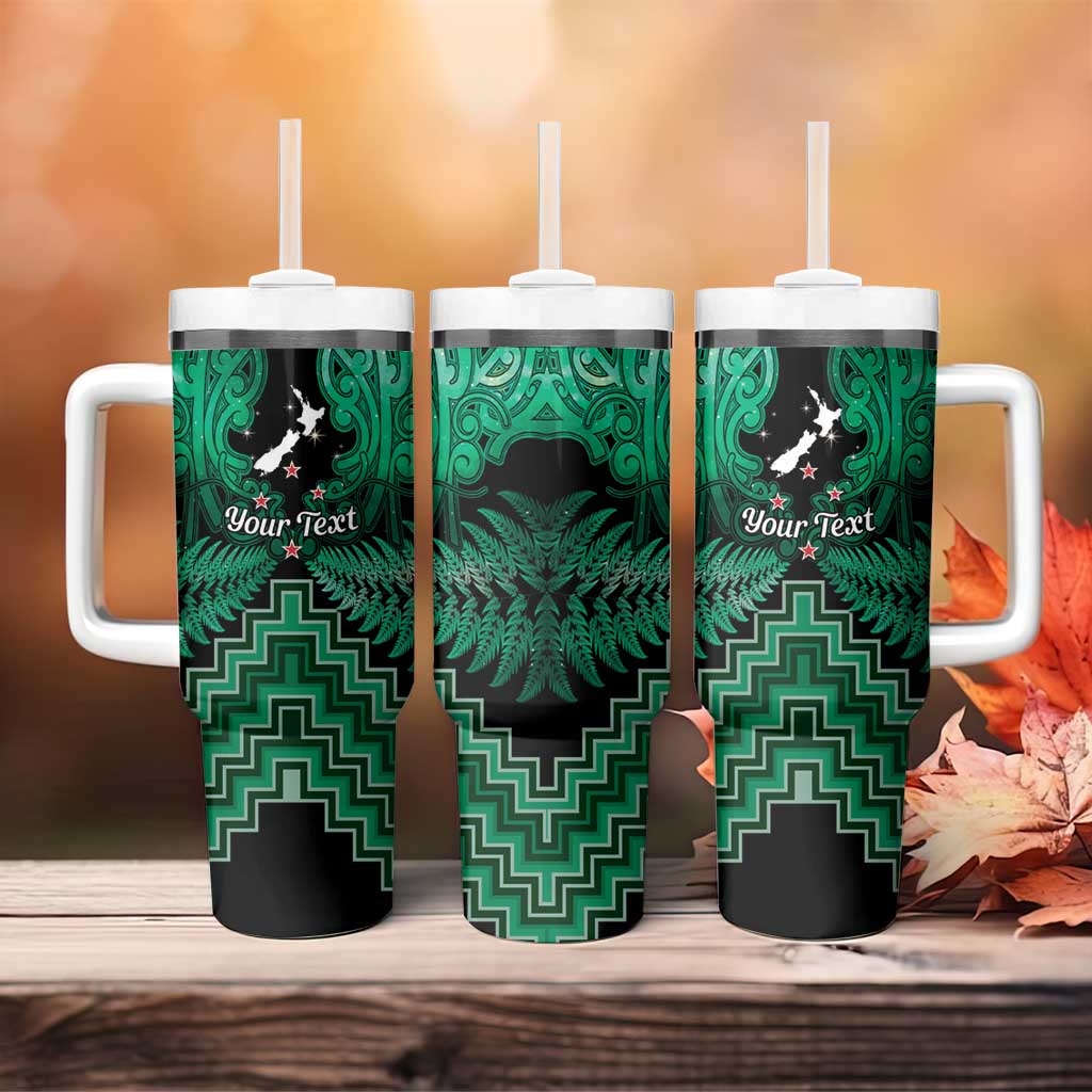 Personalised Aotearoa Matariki Tumbler With Handle Green Fern Maori Poutama