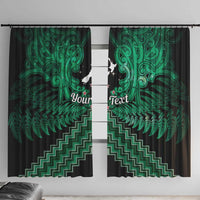 Personalised Aotearoa Matariki Window Curtain Green Fern Maori Poutama LT01 With Hooks Green - Polynesian Pride