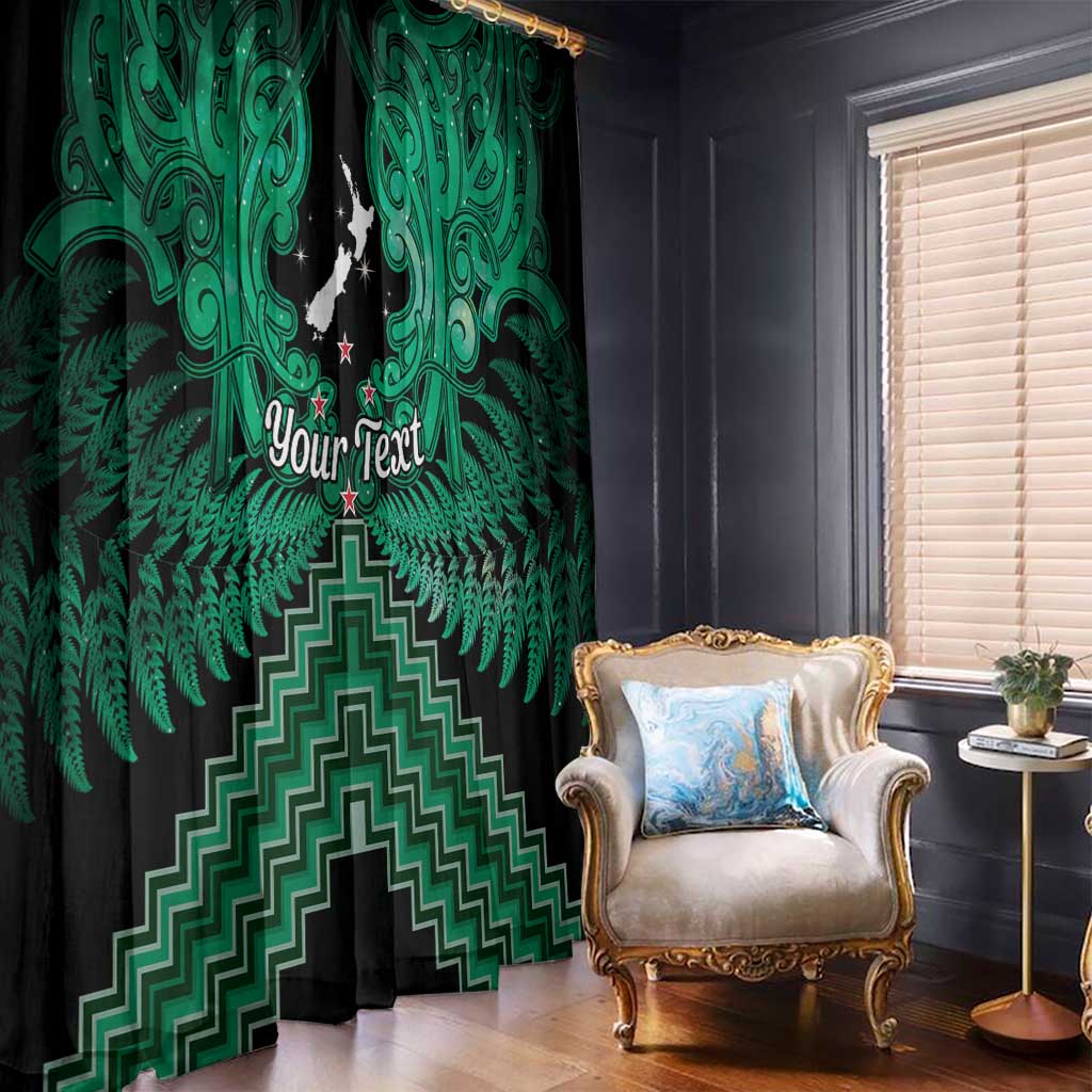 Personalised Aotearoa Matariki Window Curtain Green Fern Maori Poutama LT01 - Polynesian Pride
