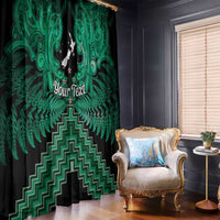 Personalised Aotearoa Matariki Window Curtain Green Fern Maori Poutama LT01 - Polynesian Pride